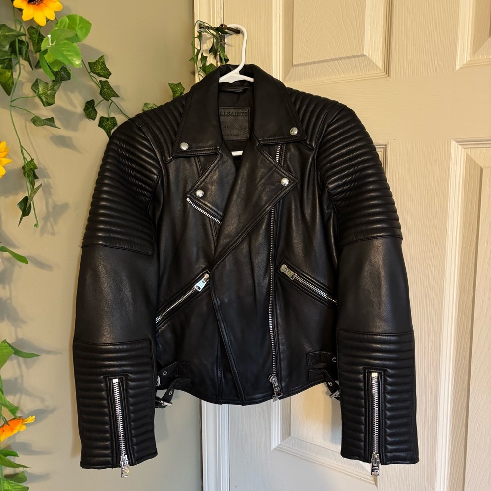 All Saints Estella Leather Biker Jacket 🖤🌻.